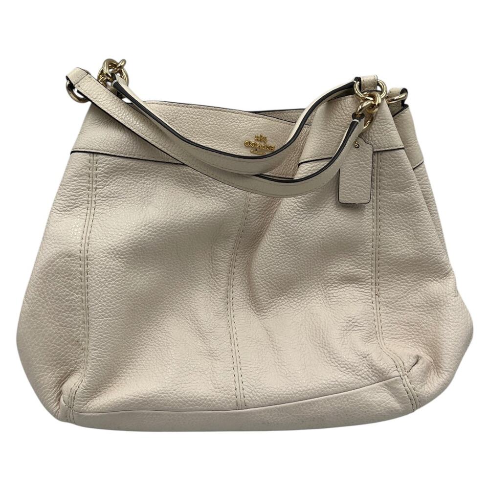 Coach Hobo Hand Shoulder Bag Lexy Pebbled Leather Ivory White